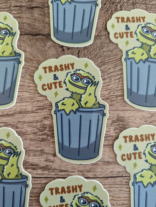 Trashy But Cute - Oscar Grouch Sesame Street Vinyl Sticker