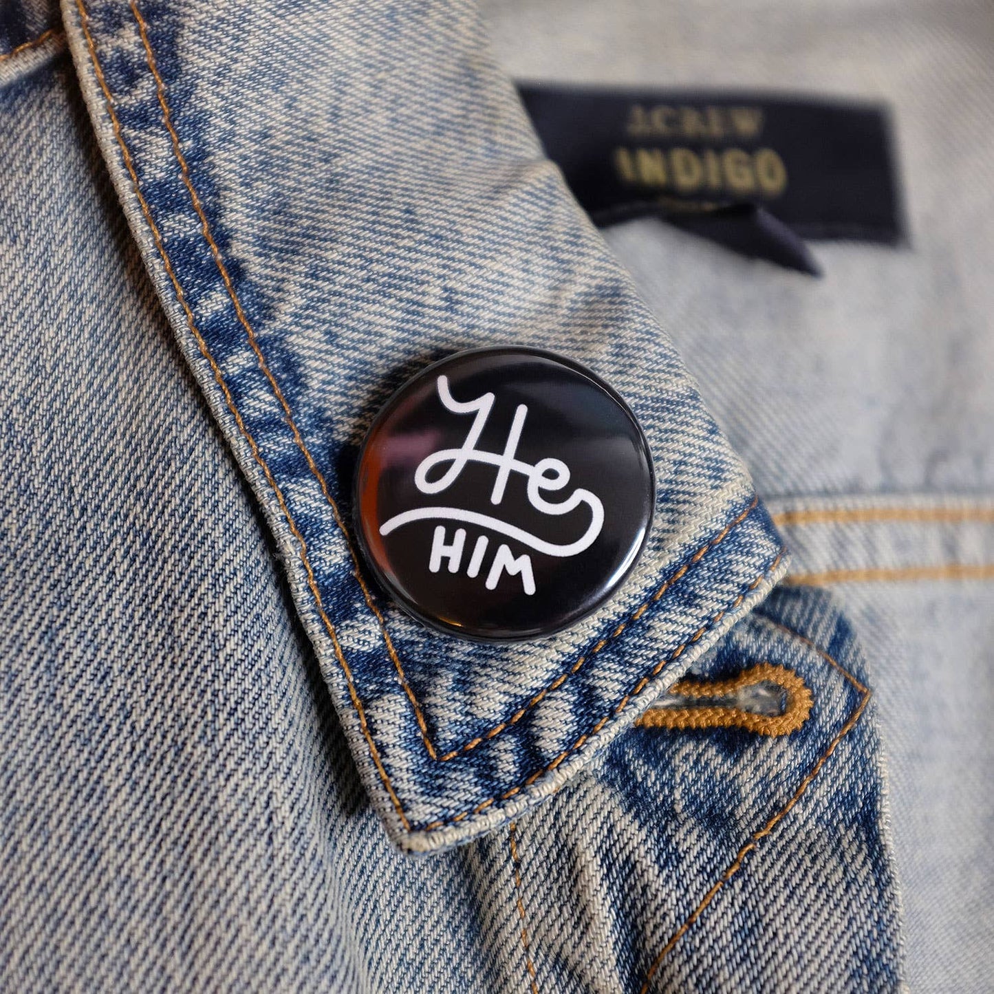 He/him Pronouns Button
