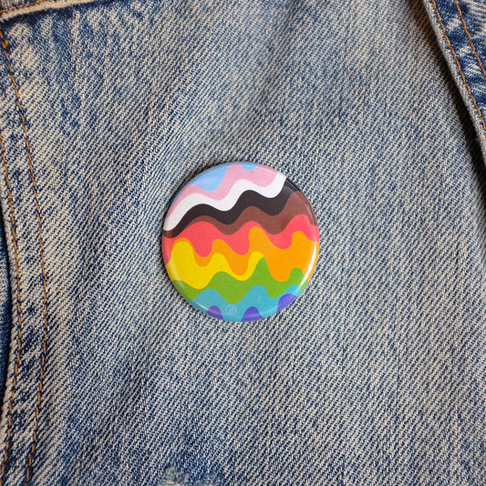 Wavy Inclusive Pride Rainbow Button